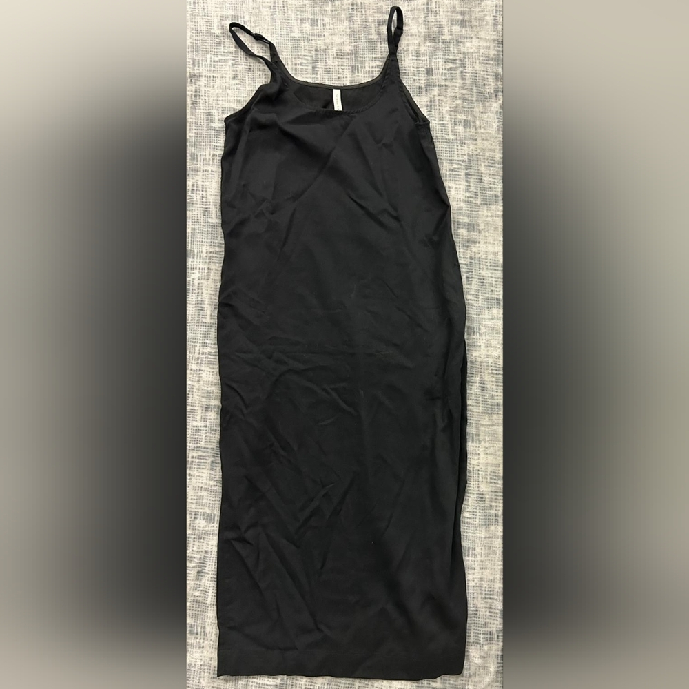 Aritzia The Group Babaton Woolman Side-Slit Slip Black Bib Maxi Dress